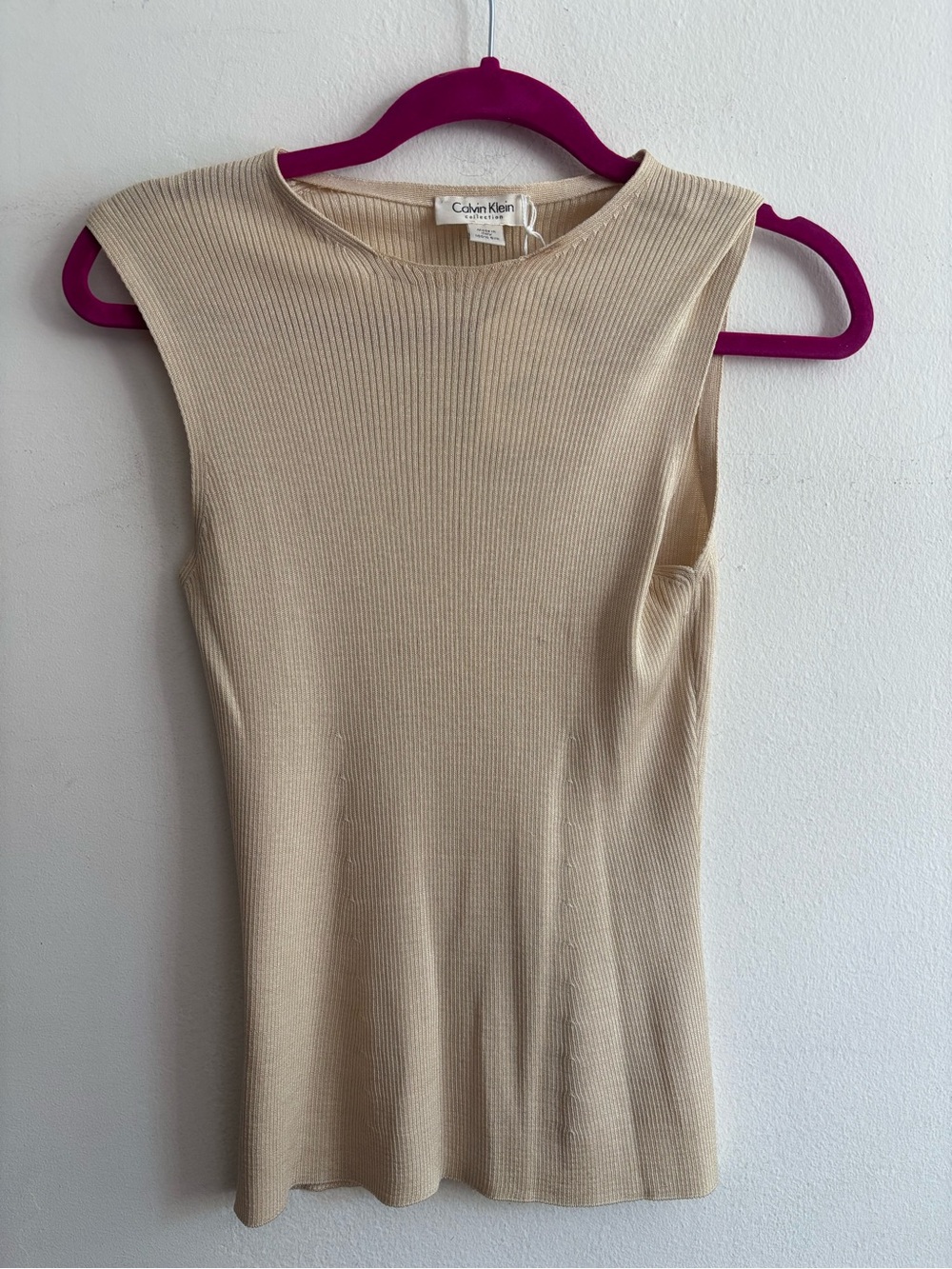 Calvin Klein Cream Silk Tank Top
